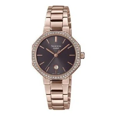Casio She-4552cg-8auprs Waterproof Stainless Steel Strap In Orange