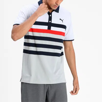 Puma Mattr One Way Polo Shirt 'white Black Red'
