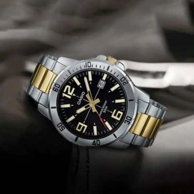 Casio Stainless Steel Strap Quartz Waterproof Mens Silver Analog In Metallic
