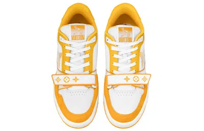Pre-owned Louis Vuitton Lv Trainer 'white Yellow Velcro'