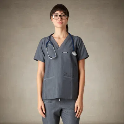 Members Only Bari 1-pocket V-neck Scrub Top For Women In Gray