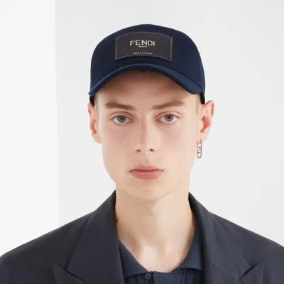 Fendi Logo Patch Baseball Cap In Blue