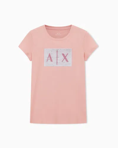Armani Exchange Slim Fit T-shirt In Stretch Cotton Jersey In Pink