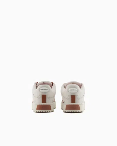Emporio Armani Canvas Sneakers With All-over Eagles In Neutral