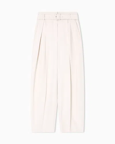 Emporio Armani Envers Satin Trousers With Pleats And Belt In Pink