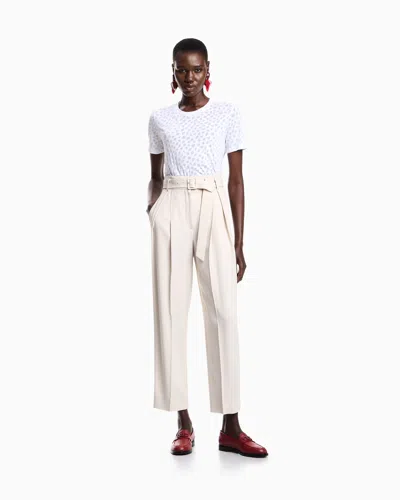 Emporio Armani Envers Satin Trousers With Pleats And Belt In Pink