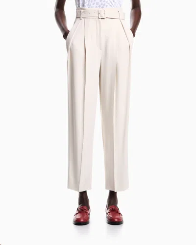 Emporio Armani Envers Satin Trousers With Pleats And Belt In Pink