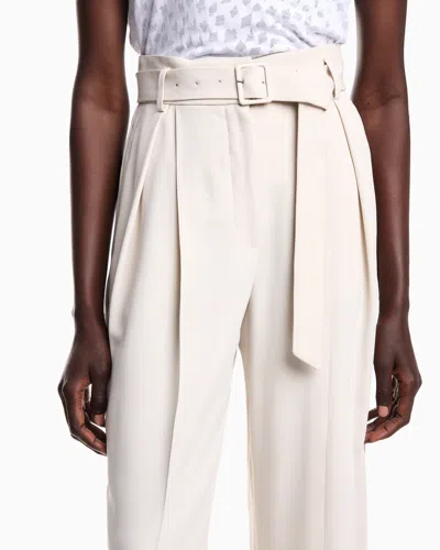 Emporio Armani Envers Satin Trousers With Pleats And Belt In Pink