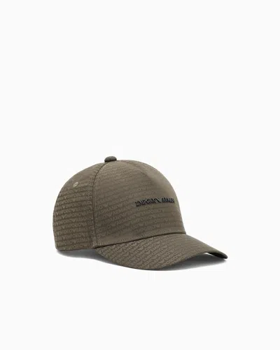 Emporio Armani Jacquard Nylon Baseball Cap With All-over Logo Lettering