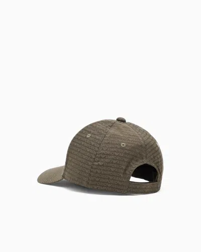 Emporio Armani Jacquard Nylon Baseball Cap With All-over Logo Lettering