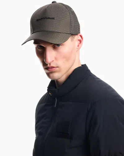 Emporio Armani Jacquard Nylon Baseball Cap With All-over Logo Lettering