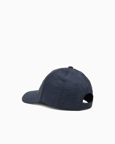 Emporio Armani Jacquard Nylon Baseball Cap With All-over Logo Lettering