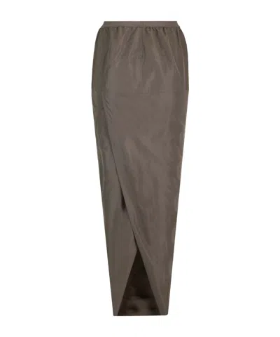 Rick Owens Pillar Cady High-waist Maxi Skirt In Brown
