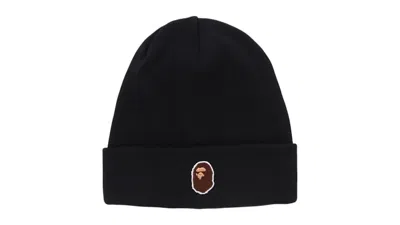 Pre-owned Bape One Point Ape Head Knit Beanie Beanie In Black