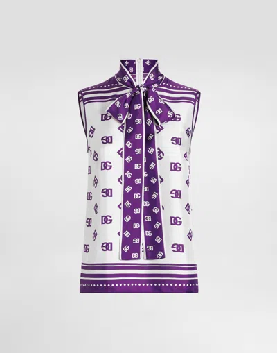 Dolce & Gabbana Dg Logo All-over Silk Twill Top