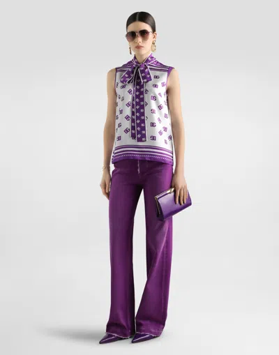Dolce & Gabbana Dg Logo All-over Silk Twill Top