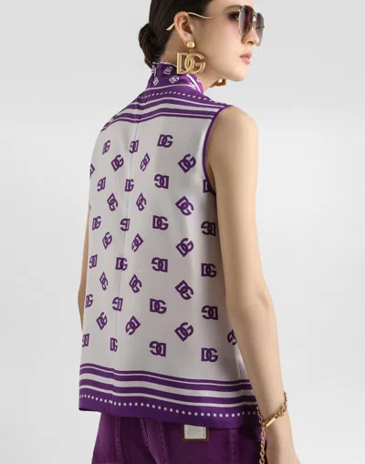 Dolce & Gabbana Dg Logo All-over Silk Twill Top