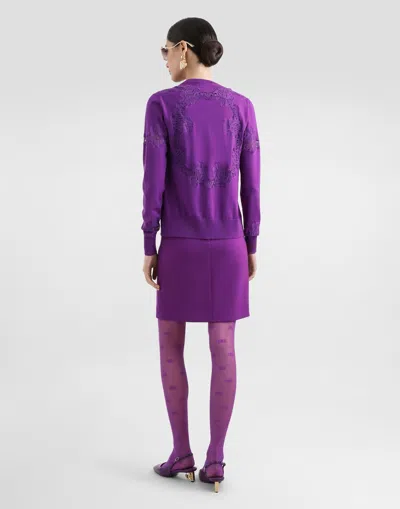 Dolce & Gabbana Wool Cardigan With Lace