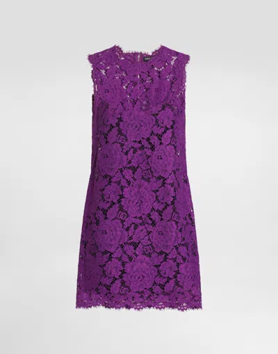 Dolce & Gabbana Lace Mini Dress In Purple