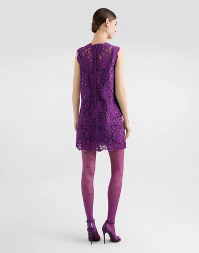 Dolce & Gabbana Lace Mini Dress In Purple