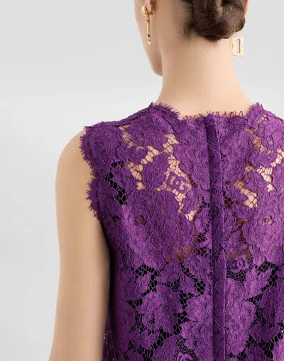 Dolce & Gabbana Lace Mini Dress In Purple