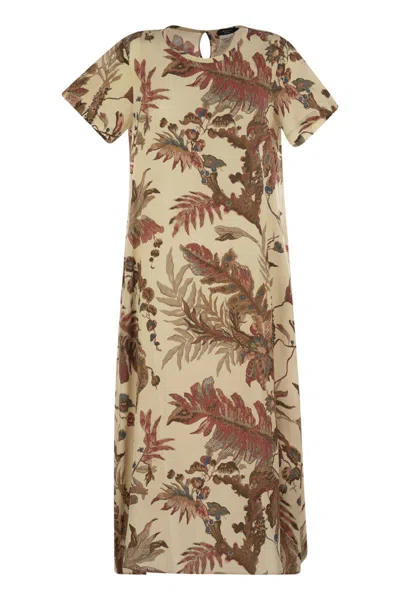 Weekend Max Mara Revere Printed Silk T Shirt Dress In Neutral