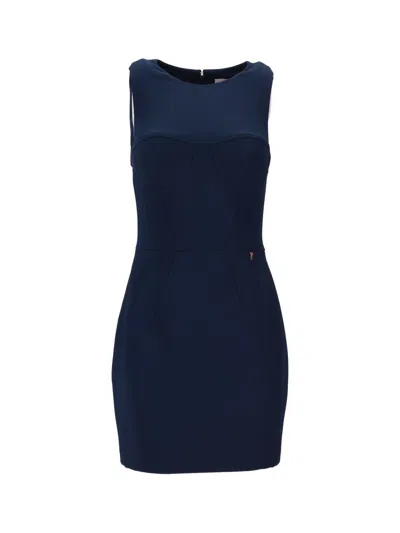 Elisabetta Franchi Sleeveless Fitted Mini Dress In Blue