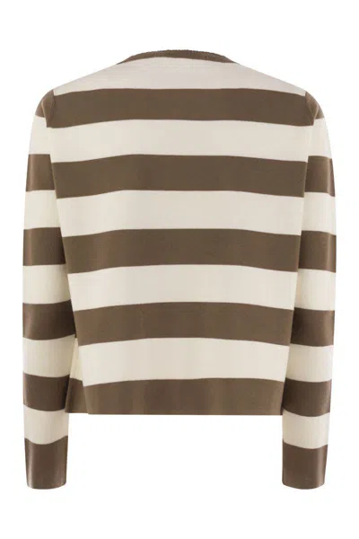 Max Mara 1951 Embroidery Wool Striped Sweater Clothing In Green