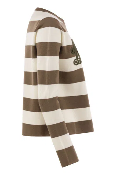 Max Mara 1951 Embroidery Wool Striped Sweater Clothing In Green