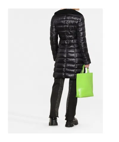 Herno Ribbed Collar Long Puffer Jacket In Black