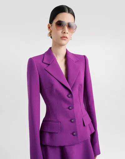 Dolce & Gabbana Virgin Wool Double Crêpe Blazer In Purple