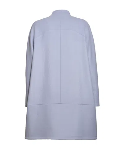 Gianluca Capannolo Short Single-breasted Virgin Wool Blend Coat In Blue