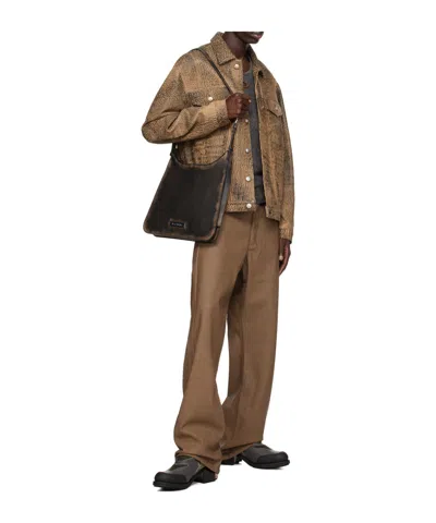 Misbhv Matte Faux Leather Casual Pants In Brown