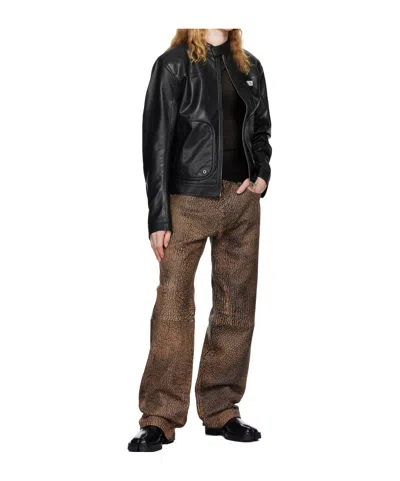 Misbhv Embossed Pattern Casual Pants In Brown