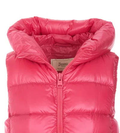 Herno Padded Vest With Hood In Pink