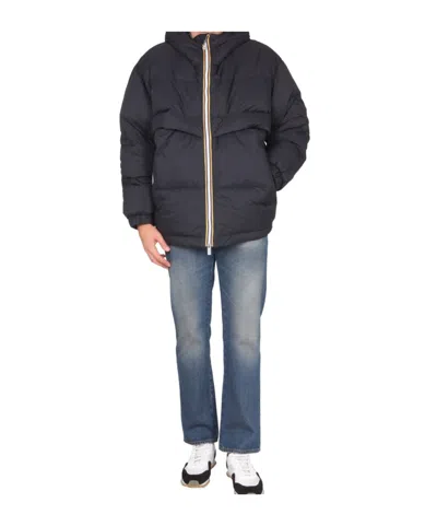 K-way Zipped Long Sleeved Padded Coat In Blue
