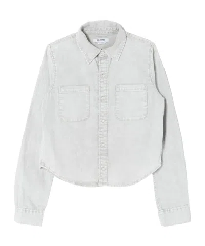 Re/done Press-fastening Denim Shirt In Gray