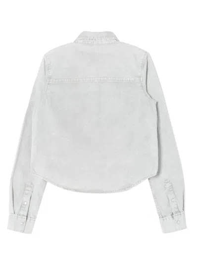 Re/done Press-fastening Denim Shirt In Gray