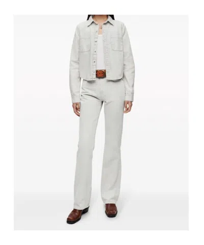 Re/done Press-fastening Denim Shirt In Gray