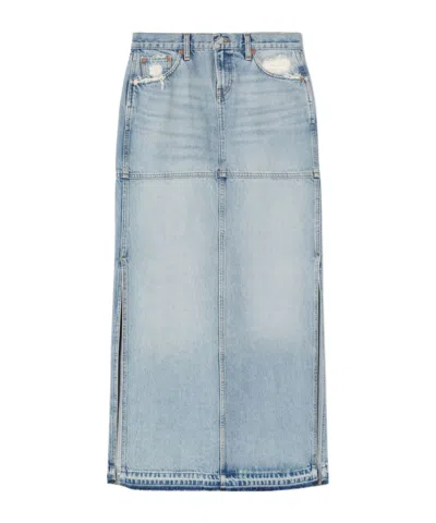Re/done Mid Rise Split Skirt