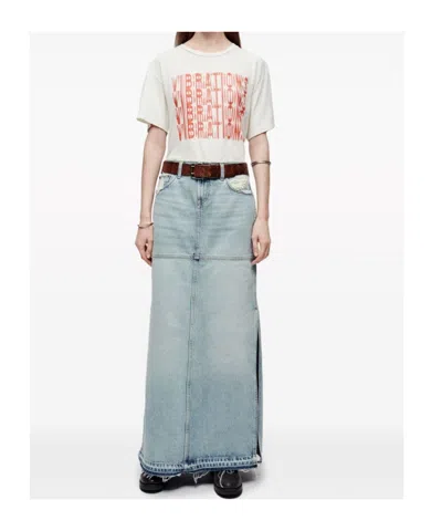 Re/done Mid Rise Split Skirt