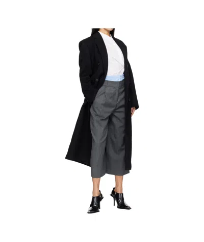 Juunj Black Double Breasted Maxi Coat In Black