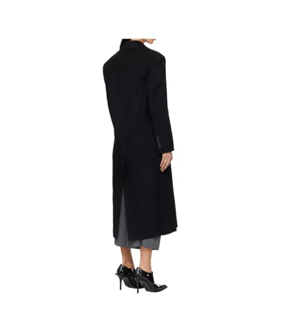 Juunj Black Double Breasted Maxi Coat In Black