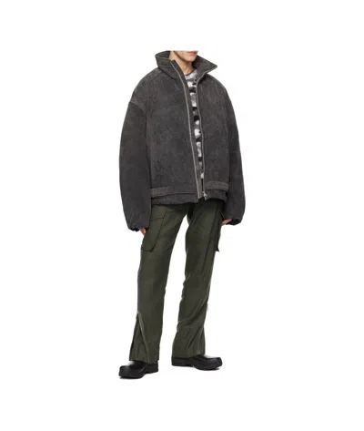 Juunj Collared Zipper Down Jacket In Gray