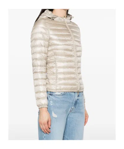 Herno Zip-up Hooded Down Jacket In Neutral