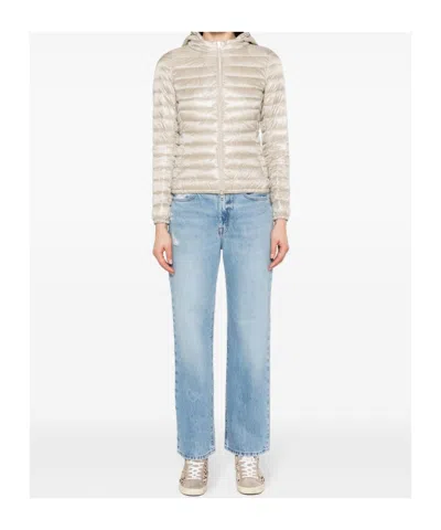 Herno Zip-up Hooded Down Jacket In Neutral