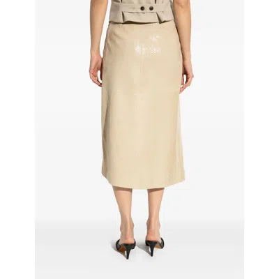 By Malene Birger Hannas Croc-embossed Leather Midi Skirt In Neutral