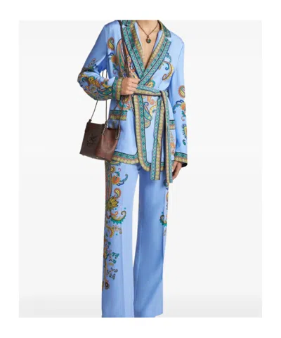 Etro Silk Twill Dressing Gown Jacket Jackets Blue In Blue