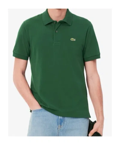 Lacoste Stretch Pique Short-sleeve Slim Fit Polo Shirt In Green