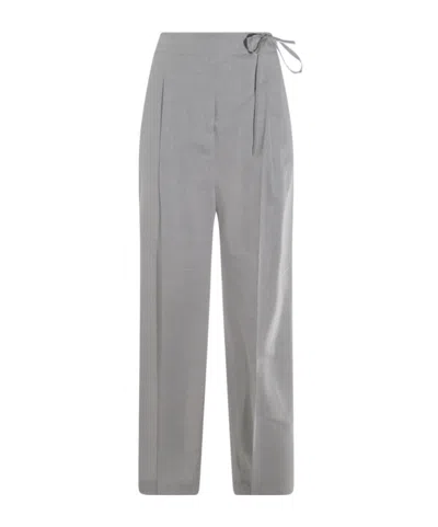 Eleventy Grey Linen And Wool Pants In Gray